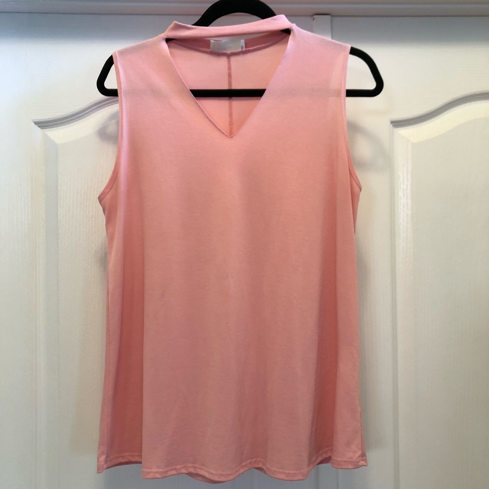 Lavender Field Shirt Pink Sleeveless Choker Neck